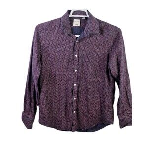 Murano‎ Men's Medium Slim Fit 100% Linen Floral Long Sleeve Shirt
